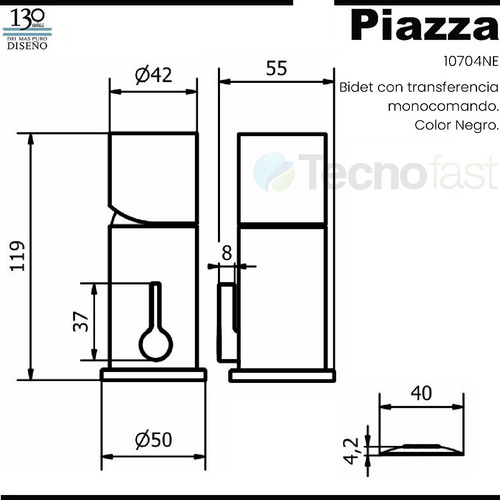 Grifería Piazza Lounge Negro Combo Ducha + Lavatorio + Bidet
