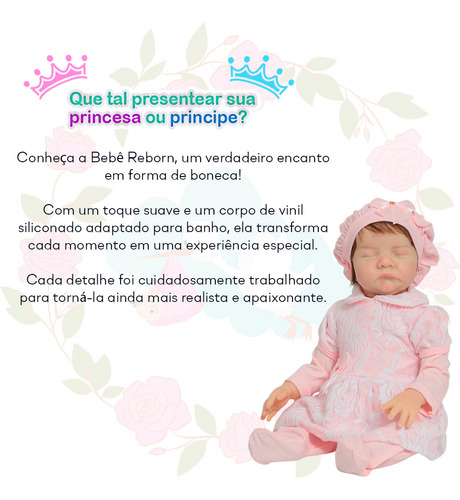 Boneca Reborn Fio A Fio Olhos Fechados Bolsa Acessórios