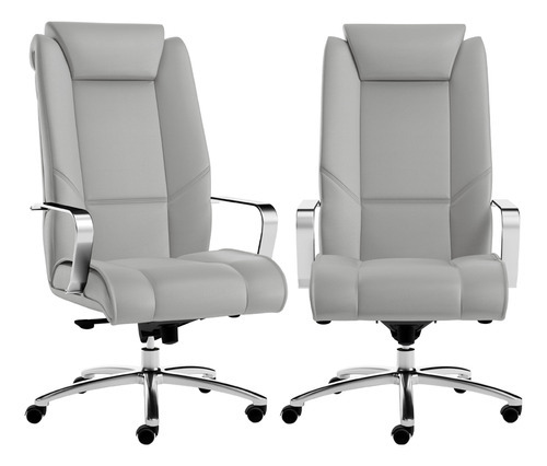 Kit 02 Cadeiras Presidente Executiva Onix Tecido Sint. Cinza Material do estofamento Couro sintético