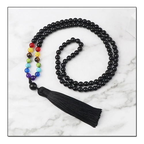 Imagen 5 de 6 de Collar Japa Mala 7 Chakras Budista 108 Cuentas Pulsera V4