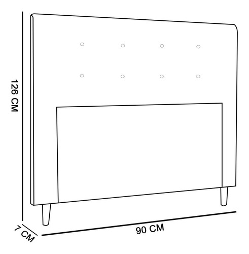 Cabeceira De Solteiro 90cm Luna I02 Suede Cinza - Mpozenato