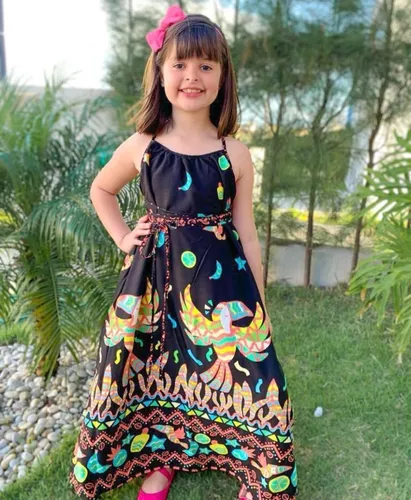 Vestido Longo Soltinho Infantil Meninas De 4 a 12 anos Verão Modinha  Infantil