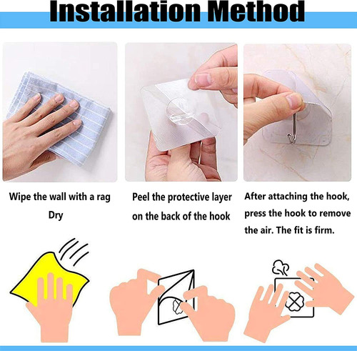 20pcs Ganchos Para Pared,ganchos Adhesivos Transparentes