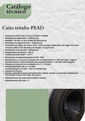 Tritubo Pead 40mm X 3mm Rollo De 100mts Para Fibra Optica