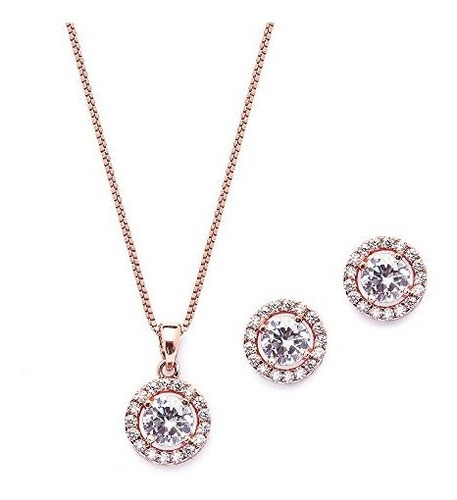 Mariell Ultra Dainty 10.5mm Cubic Zirconia Round Halo Neckla