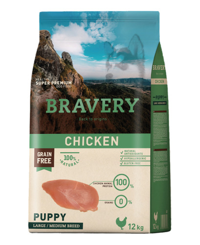 Bravery Perro Chicken Cachorro Large/medium 12 Kg