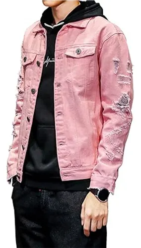 Chamarra mezclilla rosa hombre new arrivals