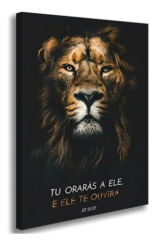 Quadro Decoração Pra Sala De Estar Leão De Judá Frase Biblia Cor Borda Infinita Cor da armação Borda Infinita