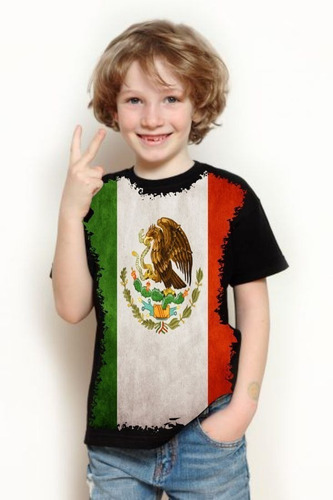 Camiseta Criança Frete Grátis Bandeira México