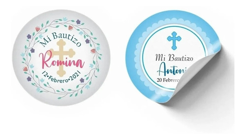 Mi Bautizo Niño Etiquetas Personalizadas 150 Piezas 5cm
