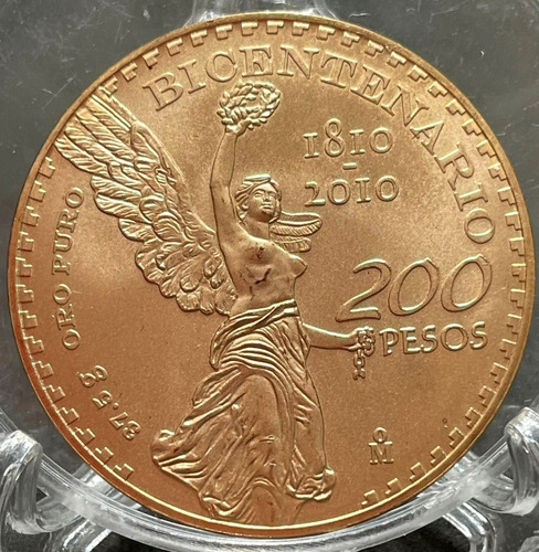 Imagen 1 de 8 de Moneda 200 Pesos 1810 - 2010 Bicentenario Oro Puro