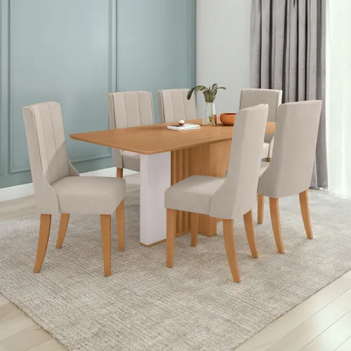 Conjunto Mesa 170cm Astrid Tampo Mdf No Glass E 6 Dgwt