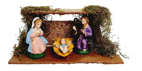 Pesebre Navidad Nacimiento Cabaña Navideña Mediano 3 Piezas