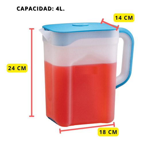 Jarra Para Agua Plástico 4 Litros Con Tapa Betterware Azul