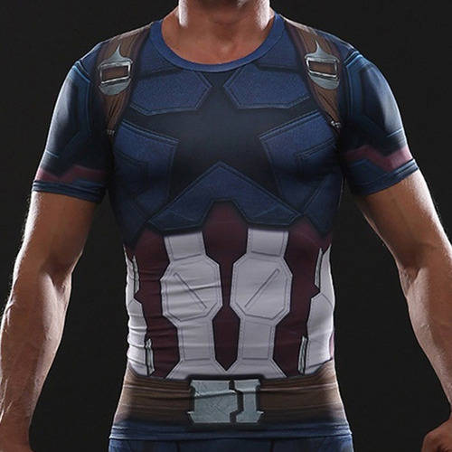 Playera De Compresión Para Hombre Capitán América Impreso 3