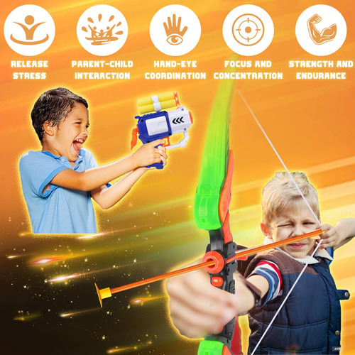 Arco Y Flecha Astraea Led Paquete 2 Juego Tiro Para Niños Color