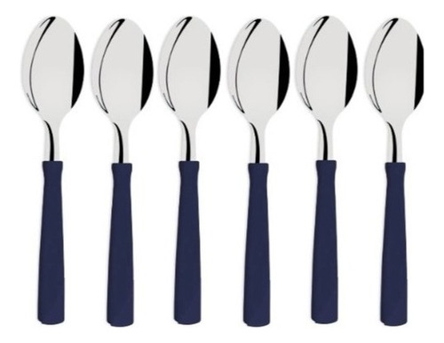 Cucharas De Cocina De Acero Inoxidable Tramontina 23167/000 New Kolor Pack Por 6 Unidades Con Mango De Color Azul