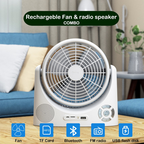 Radio Portátil Con Bocina Bluetooth Usb Con Ventilador Recar