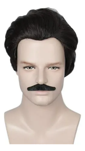 Peluca Y Bigote Para Hombre Halloween 70s 80s Cosplay Fiesta