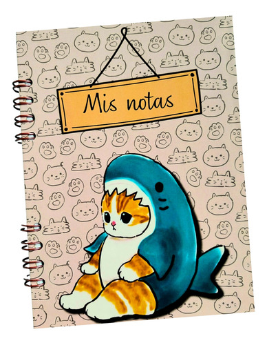 Libreta Gatos Kawaii Modelo 1/ Pasta Dura/ 100 Hojas