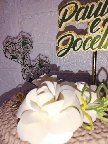 Kit Topper Topo De Bolo Casamento Casal Noivos Personalizado