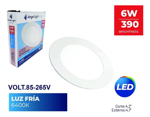 Panel Led Empotrar Redonda Luz Fria 6w Angel Light