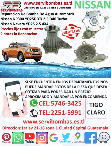 Bombas De Agua Automotrices Nissan Patrol,urvan,zd30,navara