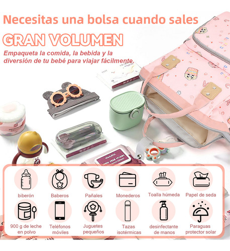 Nuhexry Mochila Pañaleras Para Bebe Bolsa Impermeable Multiusos Rosa