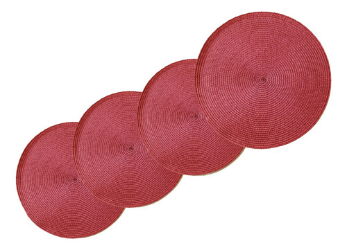 Kit 4 Jogo Lugar Americano Redondo Grande Luna Cores Cor Vermelho