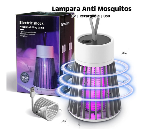  Lampara Mata Insectos Mosquitos Moscas Recargable Electrica
