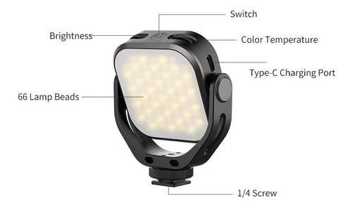 Imagen 4 de 10 de Luz Continua Vijim Vl66 Bi Color Bateria Interna 360° Zapata