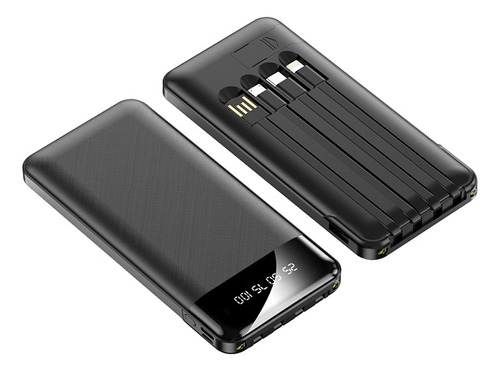 Power Bank 10000mah 6 Portas- Carregamento Rápido E Tela Led Cor Preto