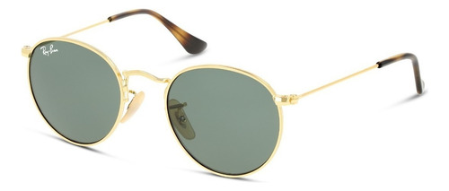 Óculos de sol Ray-Ban Round Metal Junior 8-12 anos armação de metal cor matte gold, lente green de plástico clássica, haste gold de metal - RJ9547S