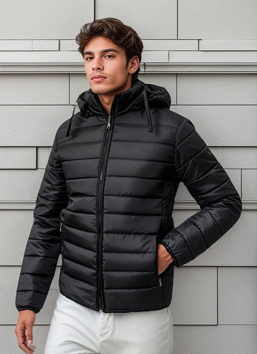 Campera Inflable Hombre Con Capucha Desmontable