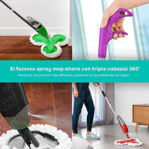 Imagen 3 de 10 de Trapeador Piso Con Rociador Mopa Microfibra Gira 360 Spray