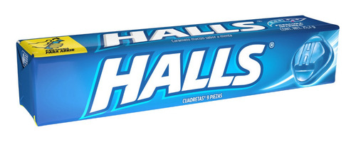 Halls Azul Menta Mentho Lyptus Frescura Caramelo Caja 12pz