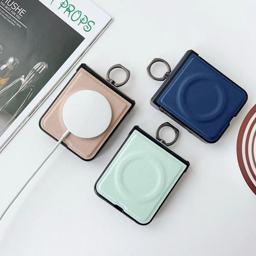 Funda Magnética De Piel Para Motorola Razr 50 40 Ultra Para Carga Inalámbrica, Funda Protectora Con Bisagra