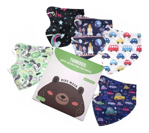 Imagen 4 de 9 de Cubrebocas Kn95 Infantil Mascarillas Tomods 10pzs Diseños