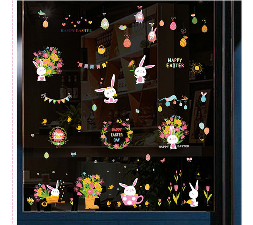 9 Pegatinas De Pared De Pascua Con Pantalla Electrostática