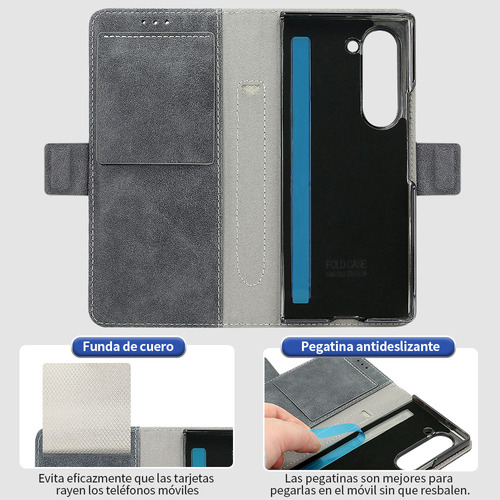 Funda De Piel Con Ranura Para Tarjetas Y Tapa Para Samsung Fold 5 6