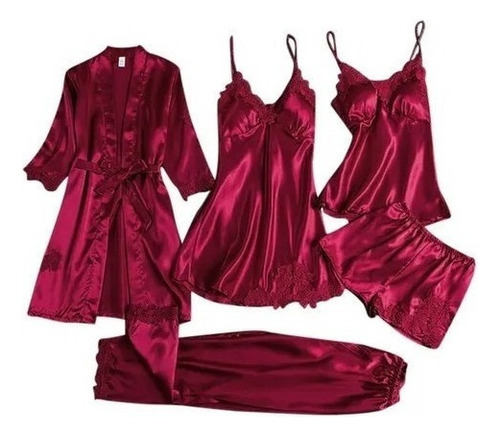 Women's Satin Nightwear Set 5pcs