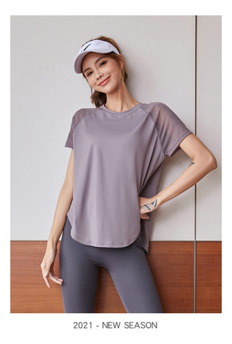 Playera Deportiva De Manga Corta Para Mujer, Holgada Y Delga