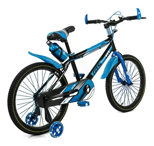 Mountain bike infantil GTS 3315 R20 color negro/azul con ruedas de entrenamiento  