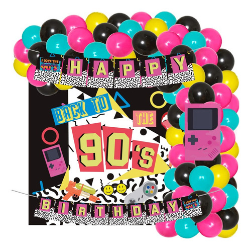Kit Decorativo Cumpleaños 90´s