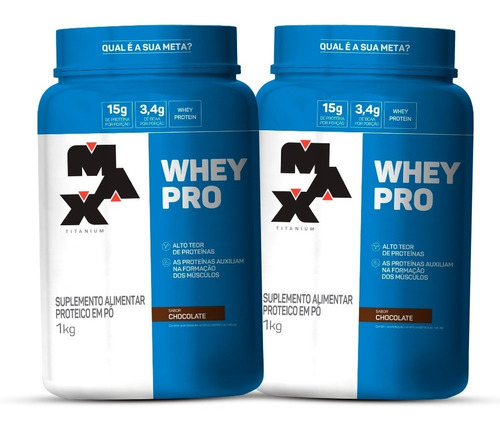 Combo 2x Whey Pro 1kg -max Titanium Whey Concentrado