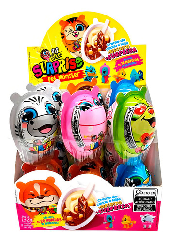 Dip Loko Surprise Pet Monster 12 Unidades De 11g Cremoso