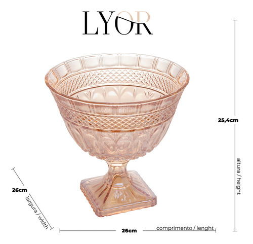 Centro De Mesa Com Pé Brandon Âmbar 25,5cm 7742 Lyor