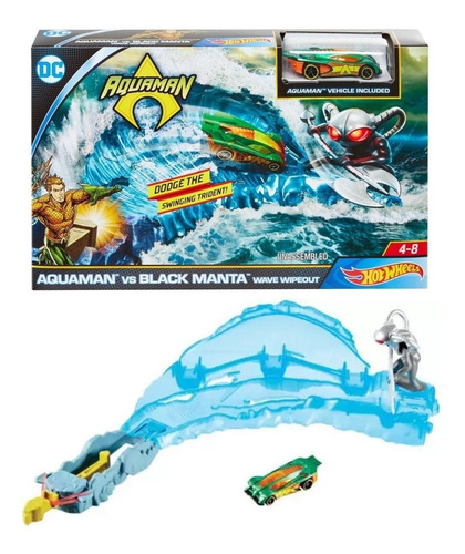 Autopista Aquaman Vs Black Manta Hot Wheels Wave Wipeout