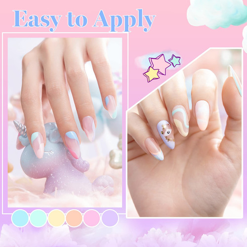 Juego De 6 Esmaltes Uñas De Gel En Tonos Pastel Lampara Uv