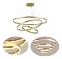 Comprar Lustre Led Moderno Pendente Anéis Led 89w 3 Arcos Dourado 